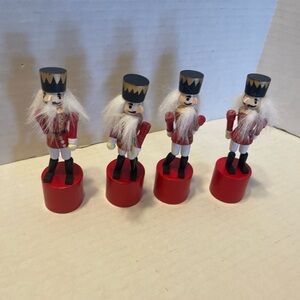 Red and Black Nutcracker Figurines Set push up toys